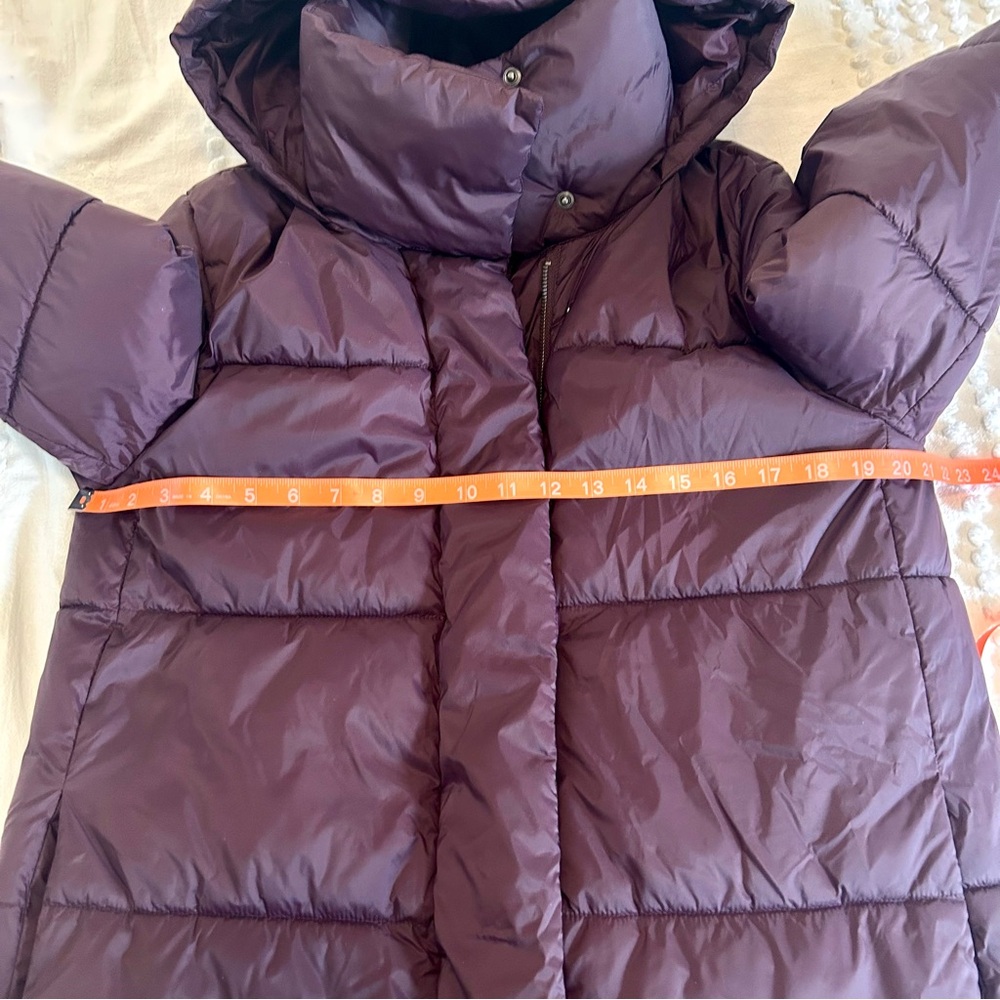 Banana Republic Dark Purple Long Hooded Oversized Puffer Jacket Sz Small Tall - Picture 10 of 10